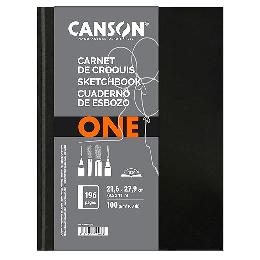 Canson - Cuaderno Cosido, 21X27,9 Cm, 98 Hojas, Sketch One, Grano Fino, 100G En Oferta Canson One Art Book, Cuaderno De Esbozo, Grando Ligero, 100G, Libro De Tapa Dura, 21,6X27,9Cm, Blanco, 98 Hojas