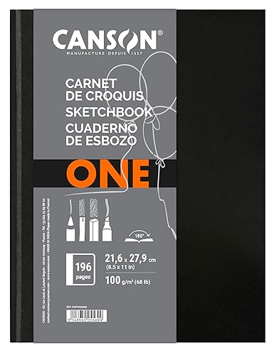 Canson ONE Art Book Paper Pad, Smudge Resistant Sketch Book Paper Pad, Hardbound, 67 Pound, 8.5 x 11 Inch, 98 Sheets