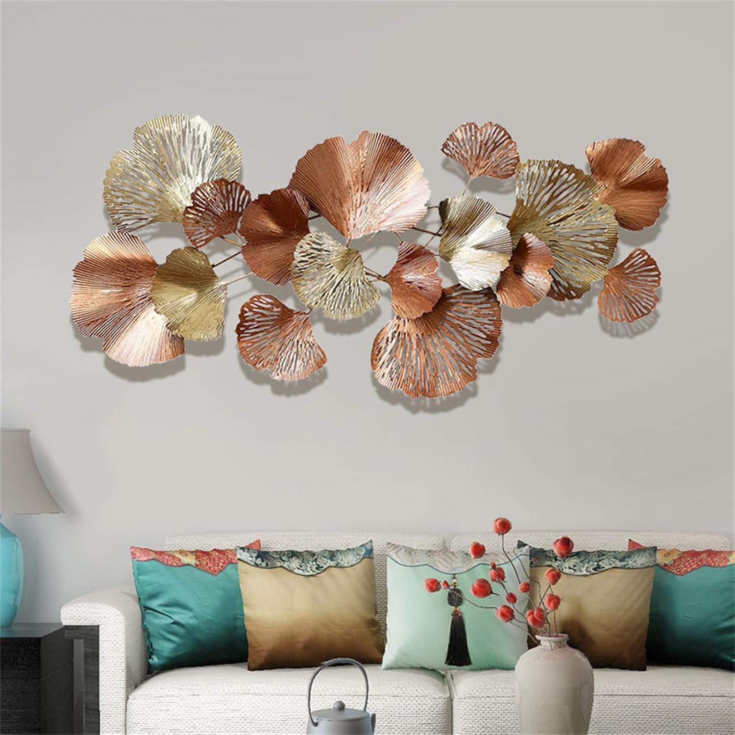 Métal mural art décor ginkgo doré sculpture murale 3D salon hôtel