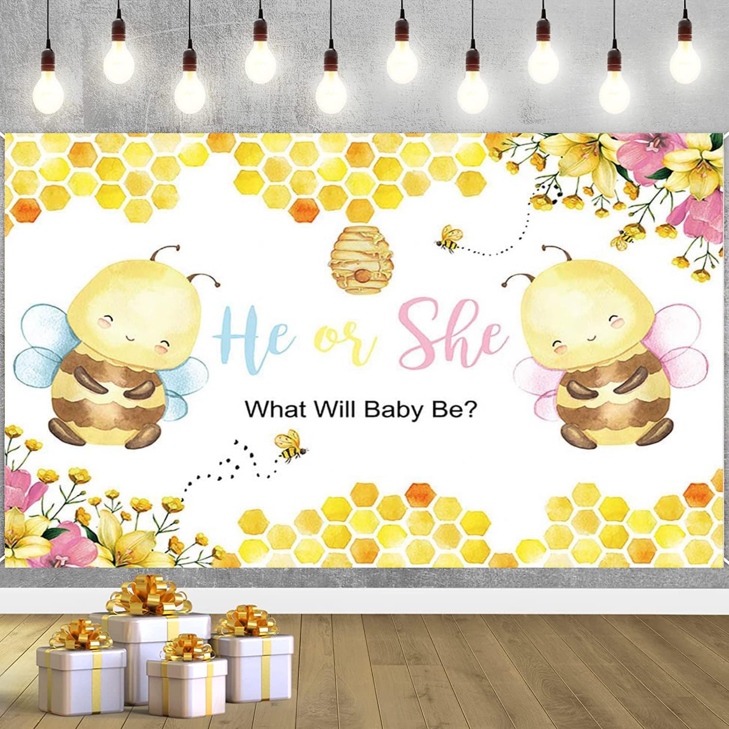 Geschlechtsoffenbarung Hintergrund „Was Wird Babybiene?“ – 1,5 X 0,9 M, Vinyl, Mit Bienen-Motiv