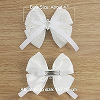 Vista 4 de Nihao Baby Lazos blancos para niñas, pinzas para el cabello, lazos para bautizo, primera comunión, accesorios para el cabello, A- Arco blanco A