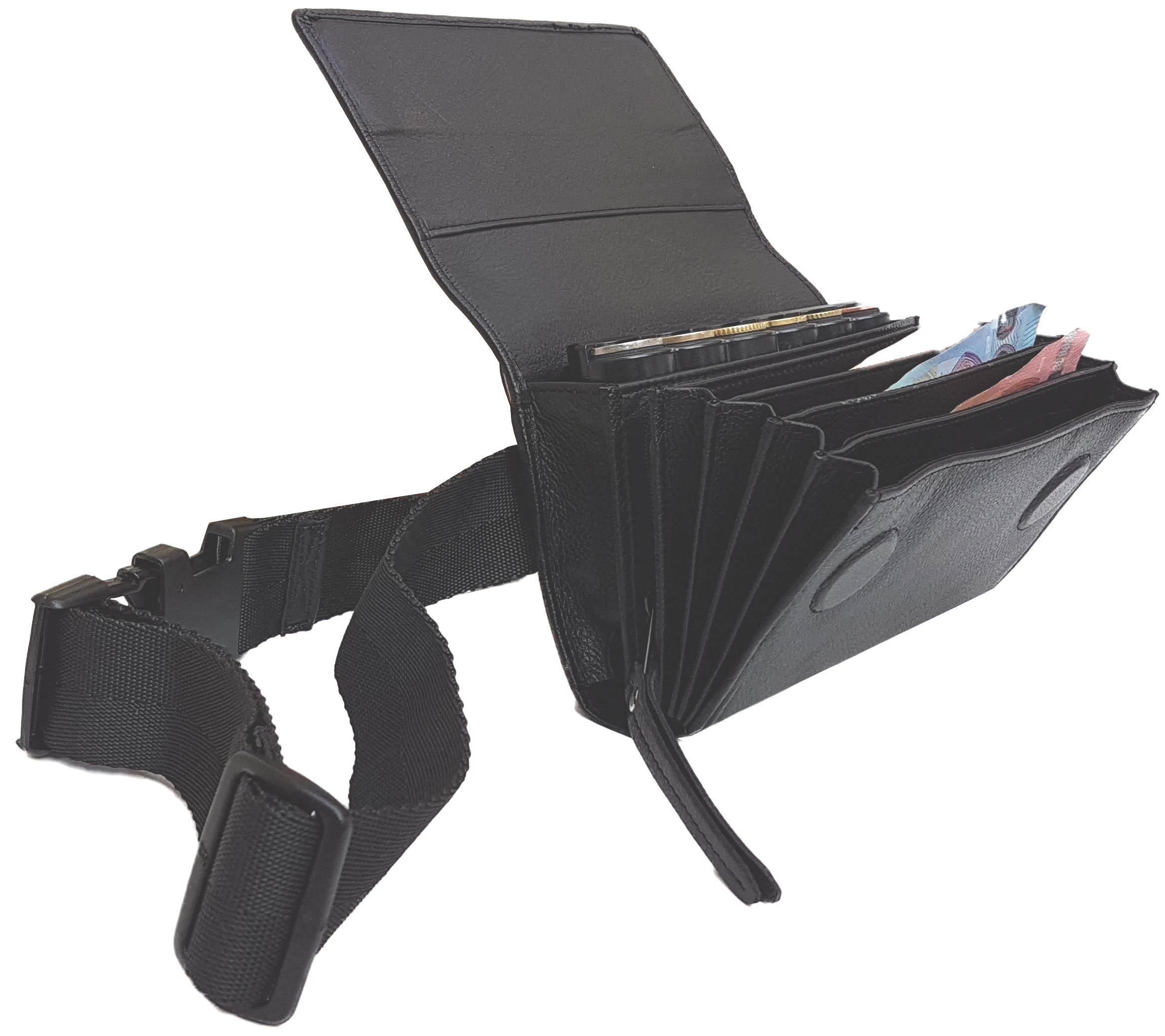 Sacoche Banane Monnayeur pour Serveurs, Serveuses en Véritable Cuir avec Distributeur de 6 Pièces Euro, Fermeture par Aimants Puissants, Brasserie, Restaurants, Cinéma, Bus, Taxi
