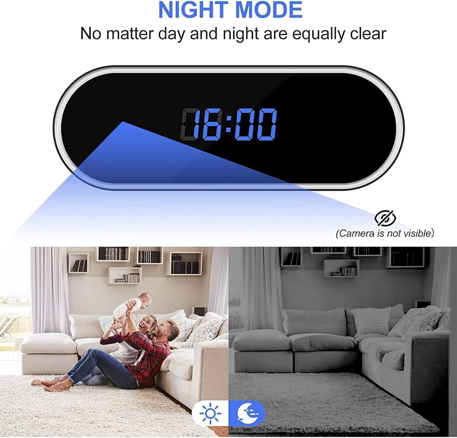 Budzik 4K FULL UHD WiFi czerwona kamera szpiegowska kamera wideo Mini DV Przenośny rejestrator wideo Obsługa Android iPhone App Vista Pilot 140 Kąt widzenia w nocy Wykrywanie ruchu
