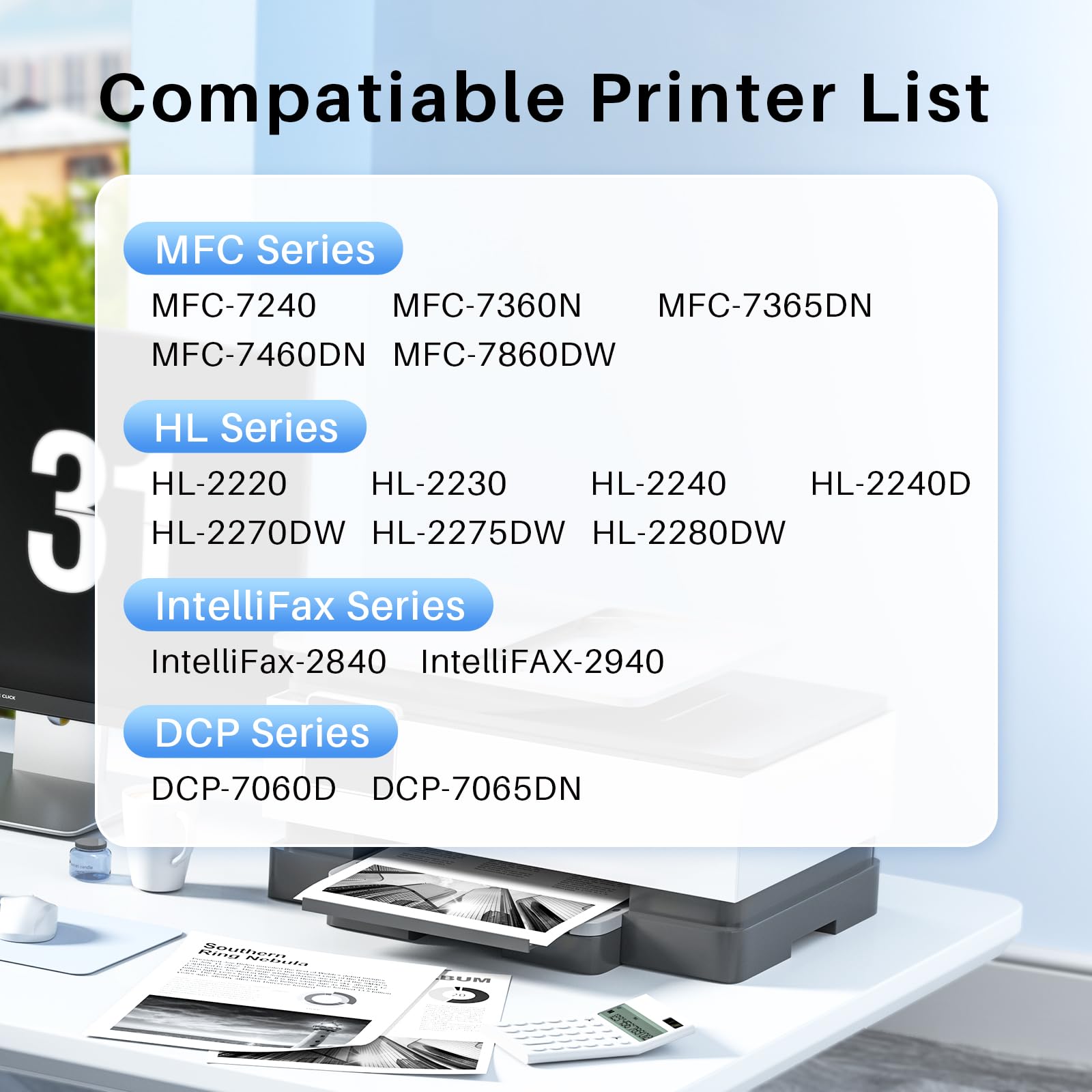 TN450 Lot de 2 cartouches de toner de rechange pour imprimante Brother TN450 TN420 TN-450 TN-420 pour Brother HL-2270DW HL-2280DW HL-2230 MFC-7360N MFC-7860DW DCP-7065DN Intellifax 2840 2940 Noir