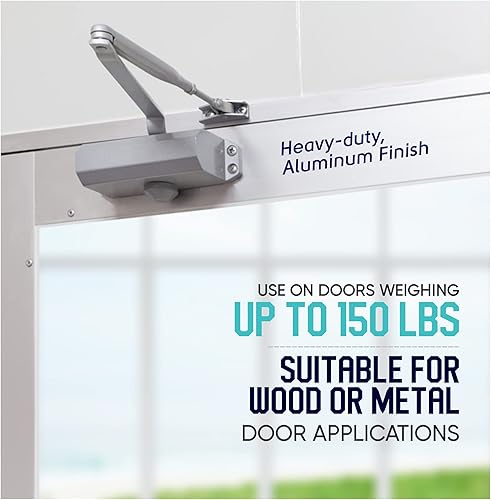 Miniatura 4 de Mecanismo de cierre de puerta comercial para tráfico pesado, cierre de puerta para automóvil comercial, acabado de aluminio (negro, 1, paquete)