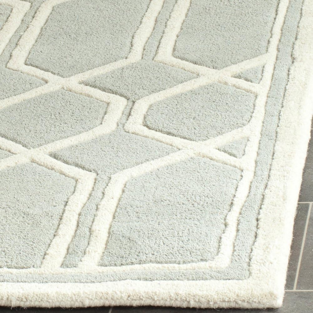 SAFAVIEH Chatham Collection 2'3" x 7' Grey/Ivory CHT725E Handmade Geometric Premium Wool Runner Rug