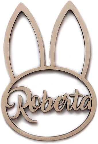 Personalized Easter Party Tag, Wooden Laser Cut Bunny Decoration, Girl Boy Kids Children Basket Bucket Label Favor, Egg Hunt Filler School Home