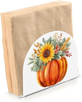 Napkin Holders for Table Paper Napkins Dispenser Kitchen Bathroom Sunflowers Pumpkin Fall Standing Decorative Acrylic