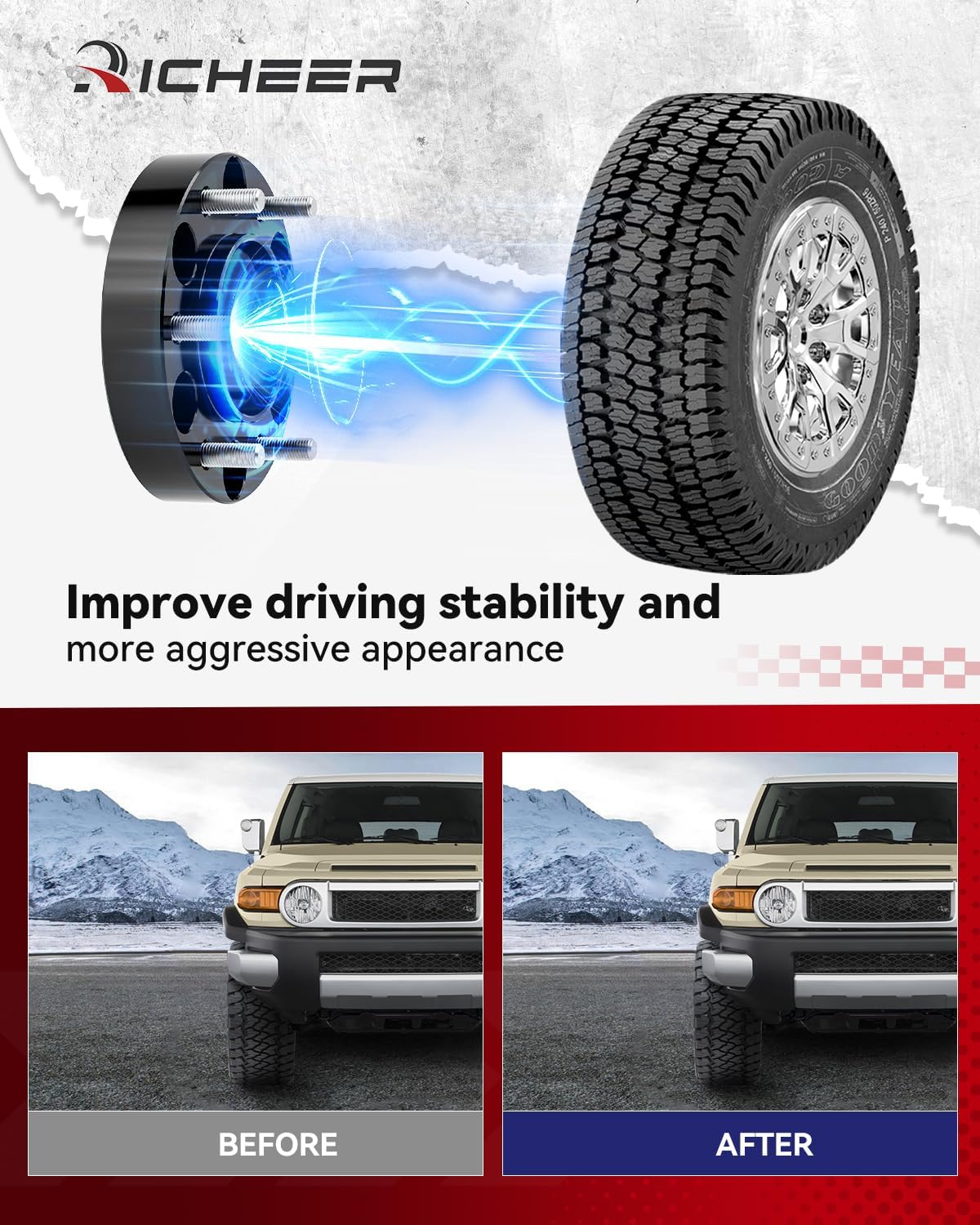 Richeer 1 inch 6x5.5 Hub Centric Wheel Spacers with for Tacoma 4Runner Tundra Fortuner Ventury GX470 GX460, 4PCS Forged 6x139.7mm Wheel Spacers with 12x1.5 Studs & 106mm Center Bore