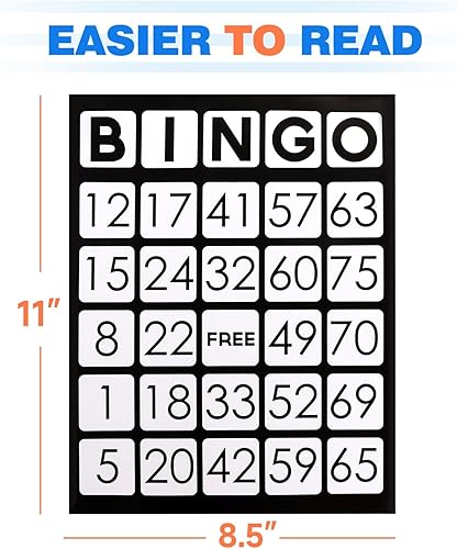 Miniatura 2 de GSE Games & Sports Expert Paquete de 100 tarjetas de juego de bingo jumbo con números de fácil lectura, hojas de bingo de papel reutilizables para