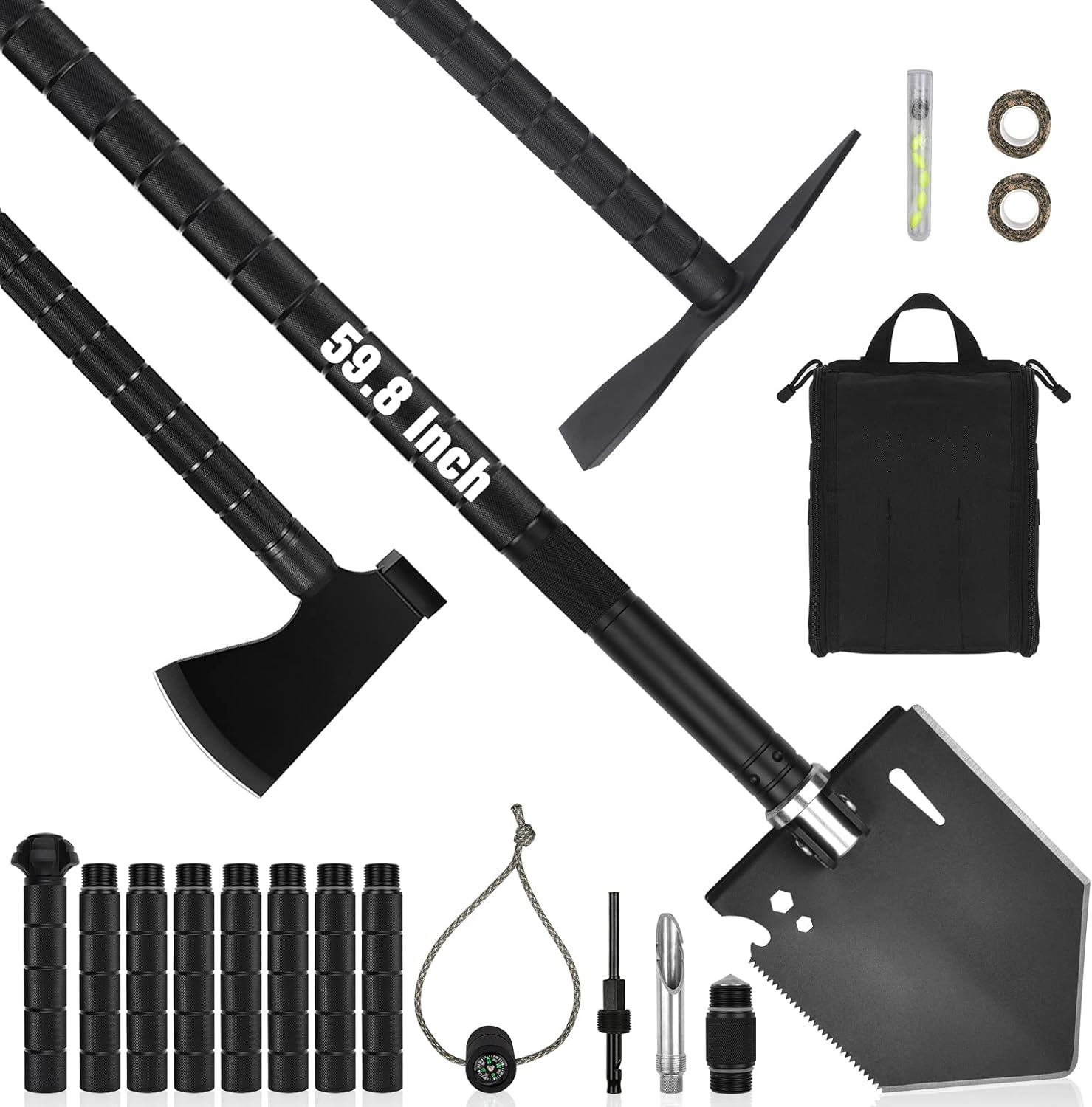 iunio Survival Shovel Axe, Military Camping Shovel,Camping Axe, Multi