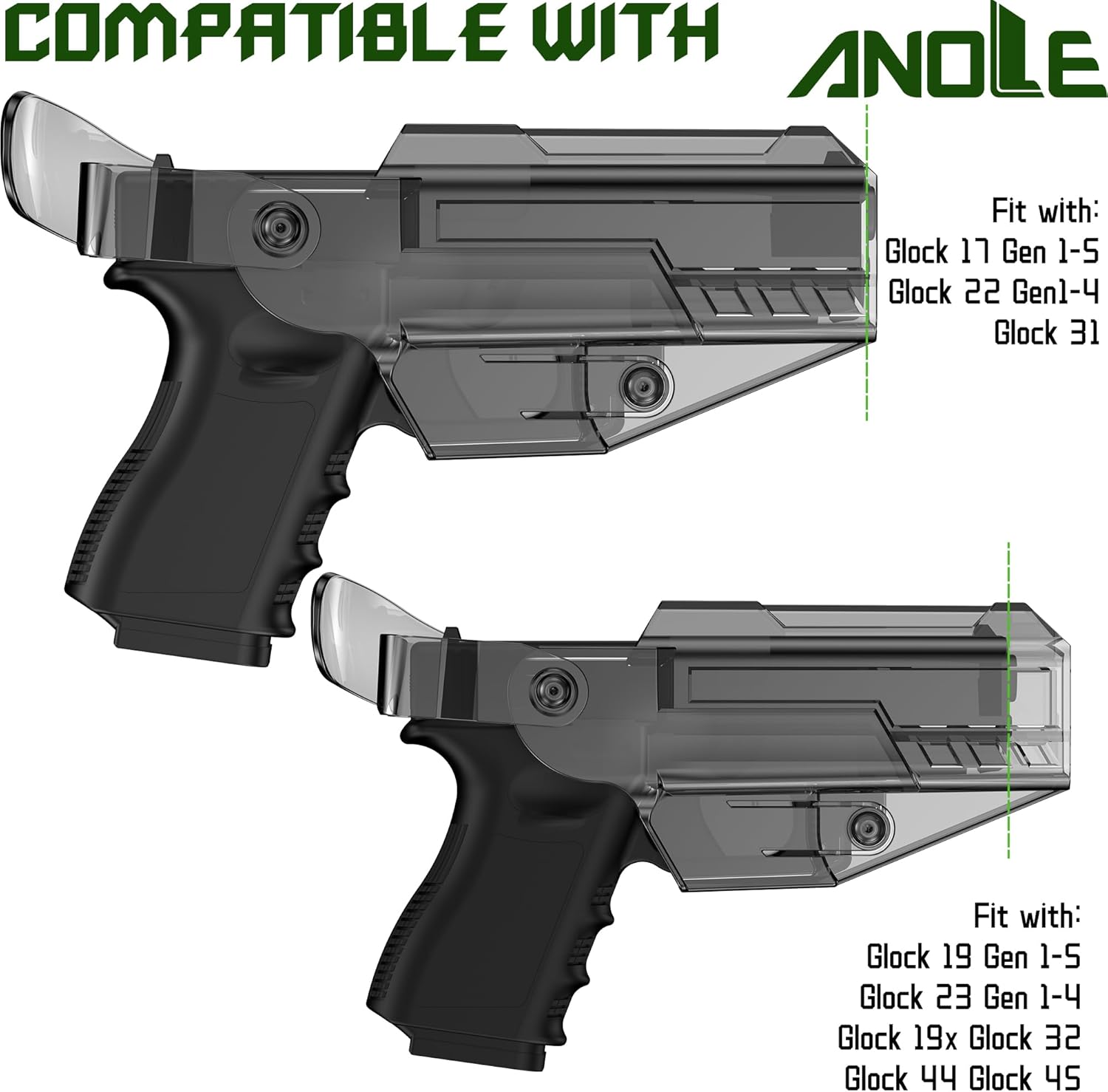 Level Ⅱ/Ⅲ Optic Cut Holster OWB for Glock 17 19 19x 44 45 Gen 1-5, Glock 22 23 31 32 Gen1-4, Right Hand