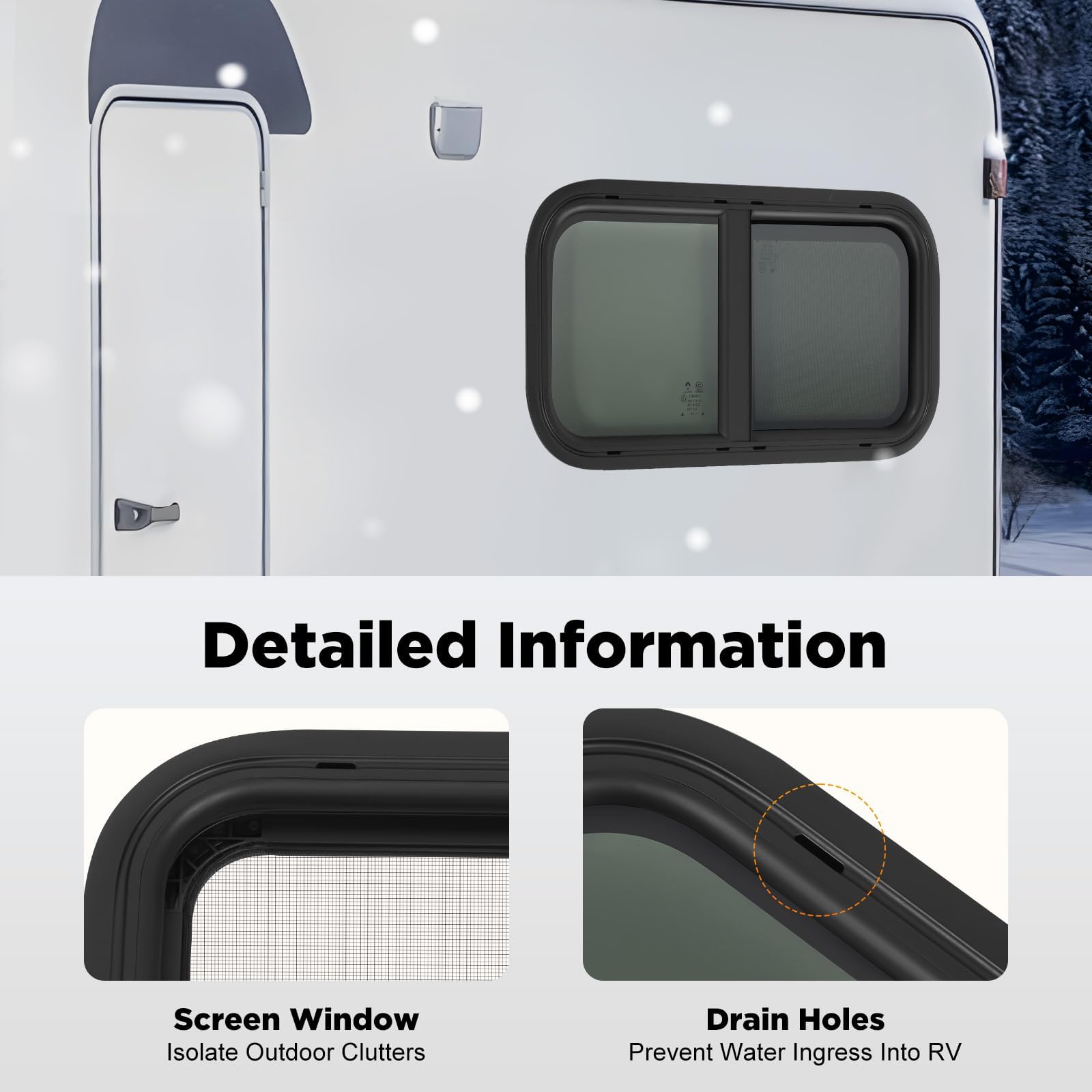 Fenetre Camping Car Fenêtre Coulissante Pour Camping-Cars avec Moustiquaire & 25% Transmission Lumineuse Vitrage Trempé Fenêtre Camping Car Fenêtres pour Camping-Cars (600 x 300mm)