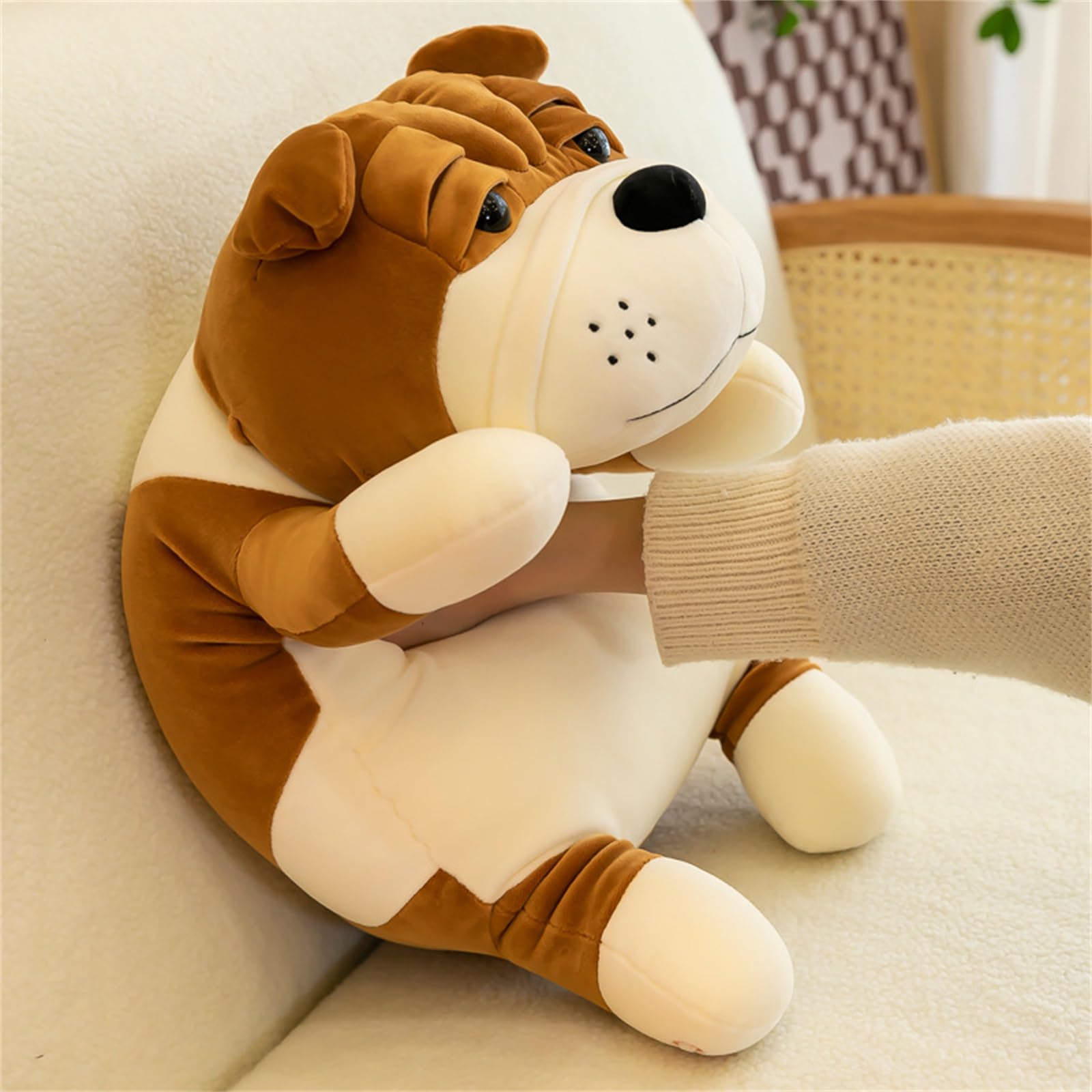 Plüschtiere, Hunde-Plüschkissen, großes Shar-Pei-Kuscheltier, süßes Welpen-Kuscheltierkissen(Brown,60CM)
