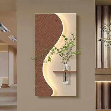 3D Sandstone Wall Art Sculptures Decor with LED Lights,Modern Wall Hanging Painting for Living Room Entrance Corridor Decorative Wall Mounted LampBrown,31in/80cm