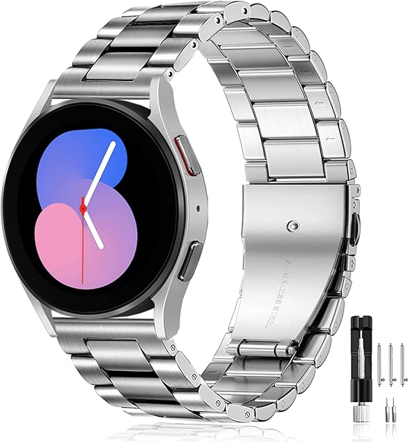 OTOPO Galaxy Watch 5 Pro 45mm Strap 2022, Galaxy Watch 5/4 Strap 40mm 44mm, Watch 4 Classic Strap, 20mm Metal Stainless Steel Straps Bracelet Replacement for Samsung Galaxy 5 Men Women