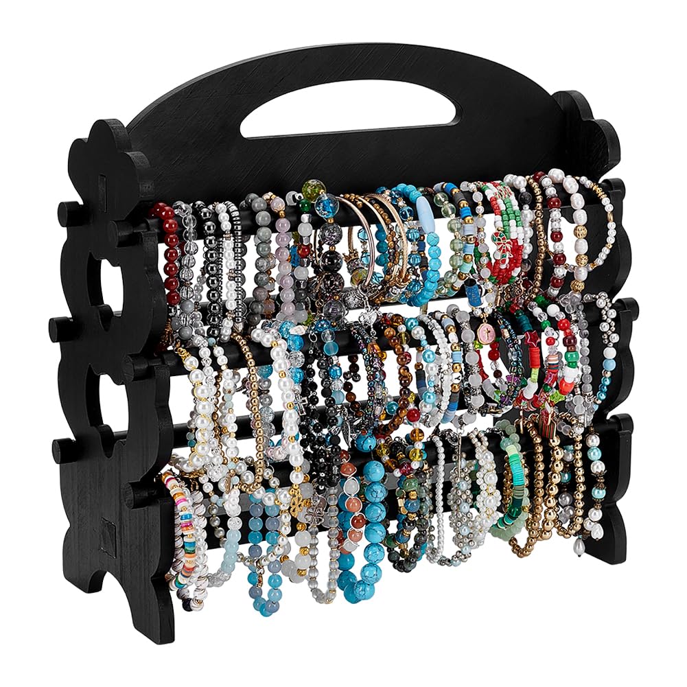 Organisateur de bracelets et présentoir stockage bijoux en bois 3 niveaux