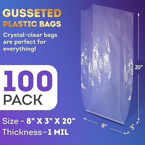 Vista 79 de APQ Bolsas de Polietileno con Fuelle 1 Mil Transparente/10" x 6" х 20
