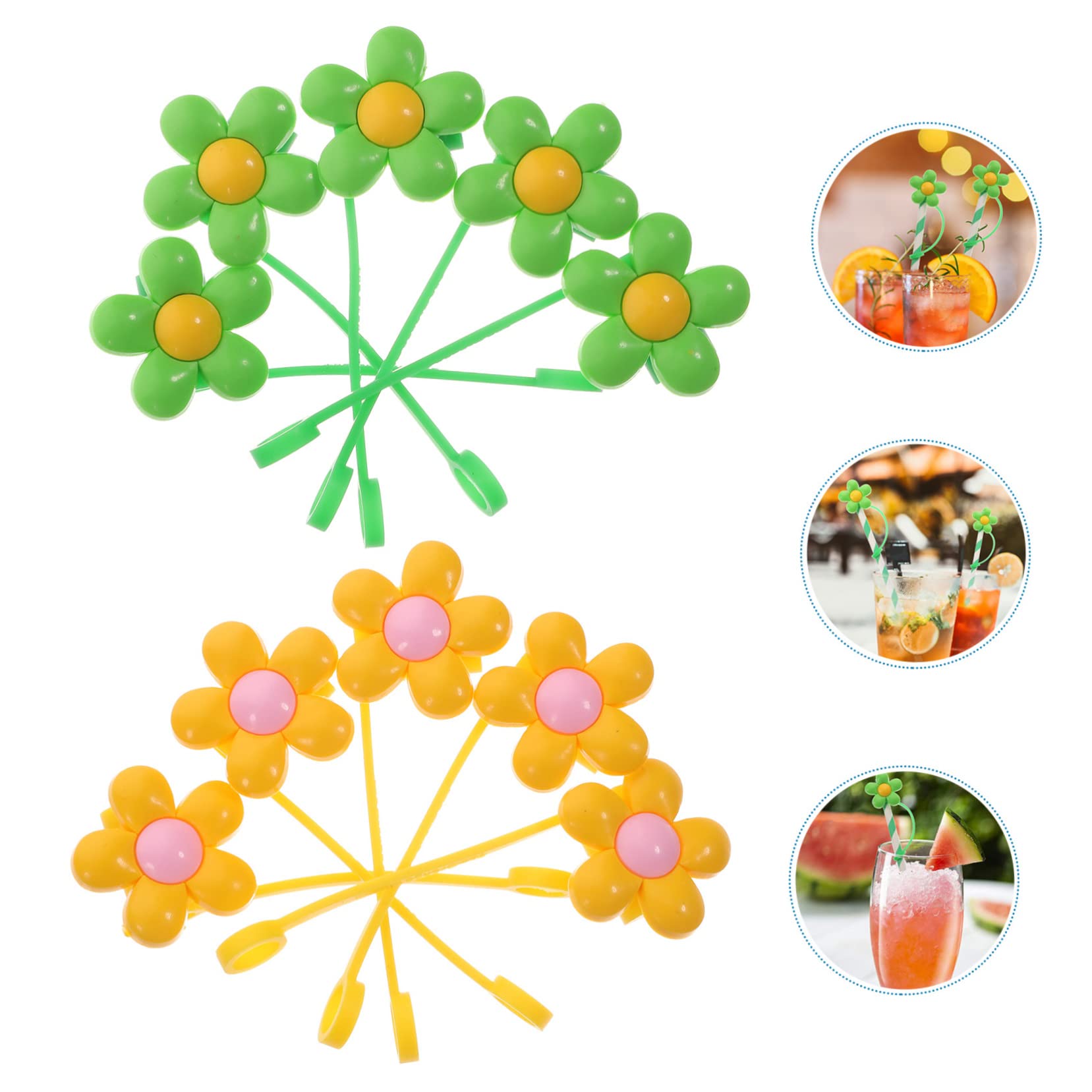 Cabilock 4 Set Di Coperchi in Pvc Per Cannucce Punte Per Cannucce A Forma Di Fiore Sicure Per Riunioni Di Famiglia 10 Pezzi * 4