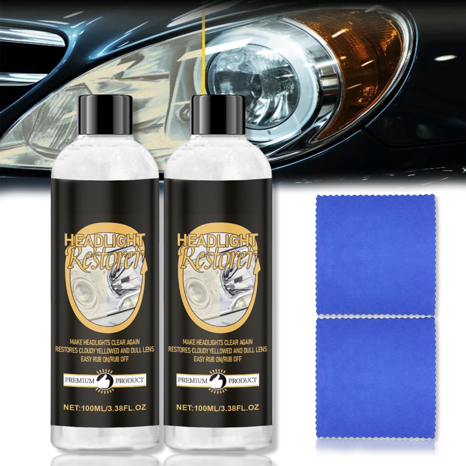 NALACAL HEXIBII Headlight Restoration Kit, Clear Repair Solution for Restoring Yellowed, Oxidized, and Blurry Headlights, Easy-to-Use Headlight Repair Fluid