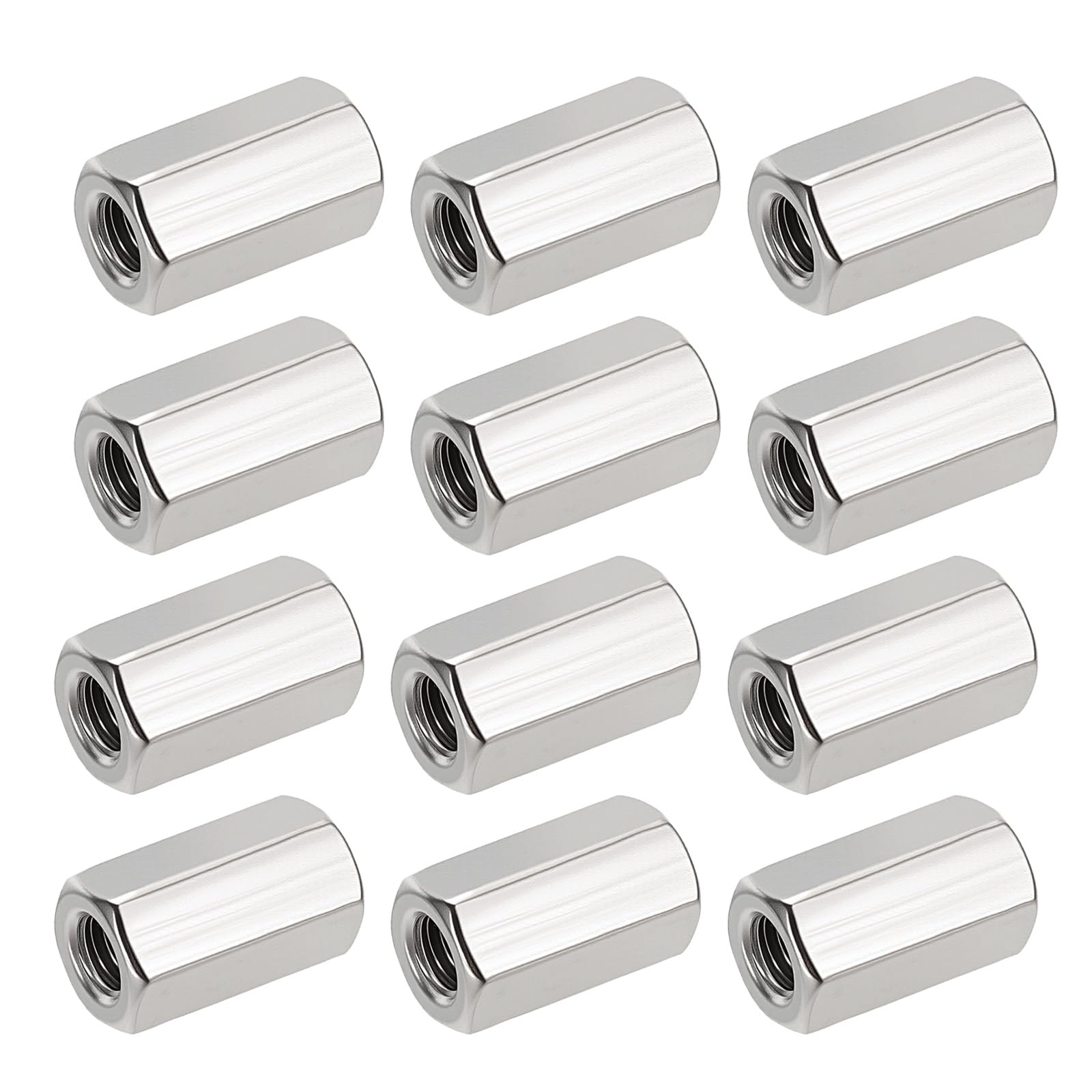 HiPicco Hex Coupling Nuts, 3/8-16 UNC 20mm/0.79" Length, 12 Pack 304 Stainless Steel Rod Coupling Nut for Threaded Rods & Studs