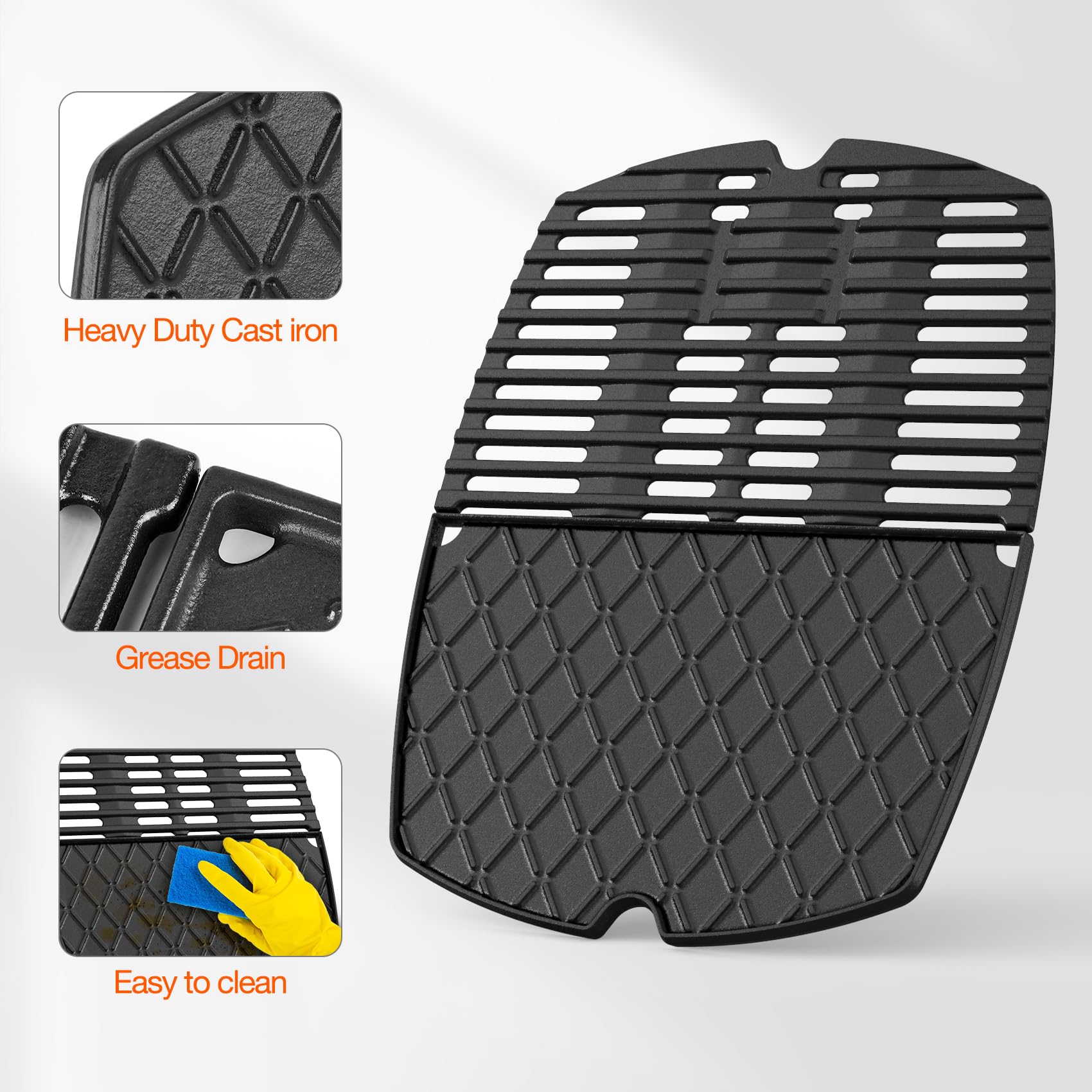 Grilles en fonte pour barbecue à gaz Weber Q100, Q1000, Q120, Q1200, Q140, Q1400, 7644 7582
