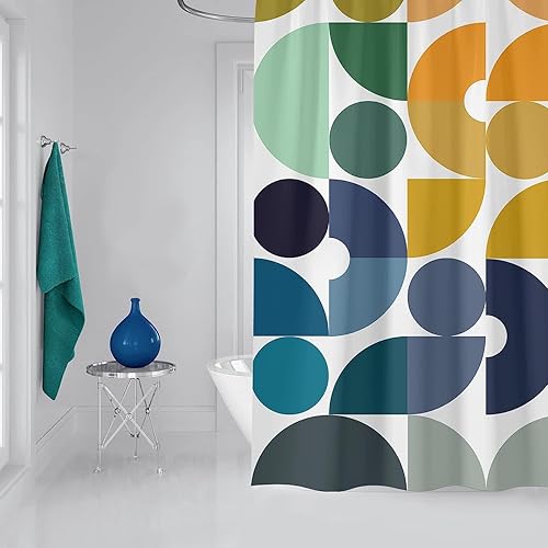 Miniatura 5 de zokyer Cortina de ducha para niños, colorida, arcoíris, retro, divertida, geométrica, linda, para adolescentes, brillantes, lunares, extra larga,