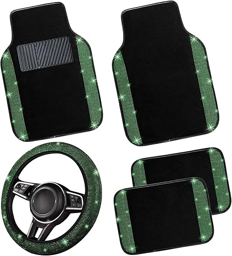 Miniatura 14 de NBTEPEM Juego completo de tapetes dorados brillantes para automóvil, ajuste universal para la mayoría de automóviles, SUV, camiones, 4 piezas