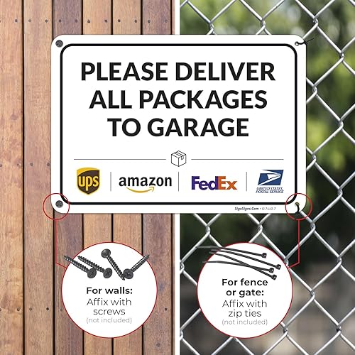 Vista 617 de Cartel de entrega del paquete, letrero de instrucciones de entrega, 10 x 7 pulgadas, aluminio 040 libre de óxido, resistente a la decoloración