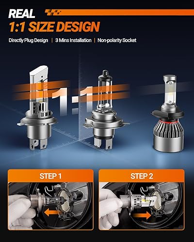 Miniatura 42 de SEALIGHT Bombillas H1, 30000LM 6500K H1 bombillas antiniebla con ventilador de refrigeración, tamaño mini 1:1 para Powersports ATV/UTV, más de 60000