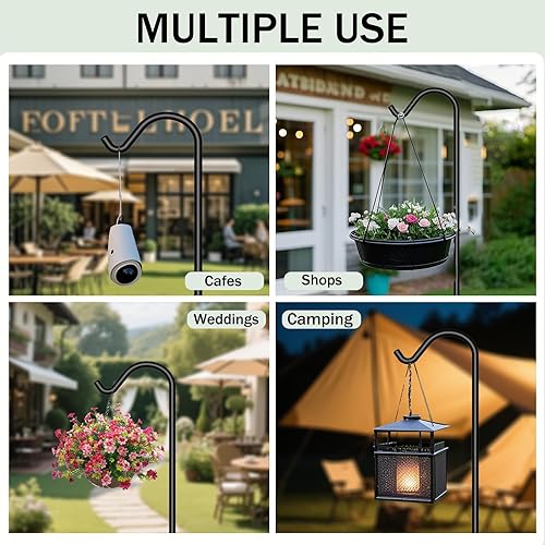 Miniatura 6 de BEAU JARDIN Paquete de 4 ganchos de pastor de 37 pulgadas de grosor, de alta calidad, resistentes a la corrosión, para jardín, para colgar en