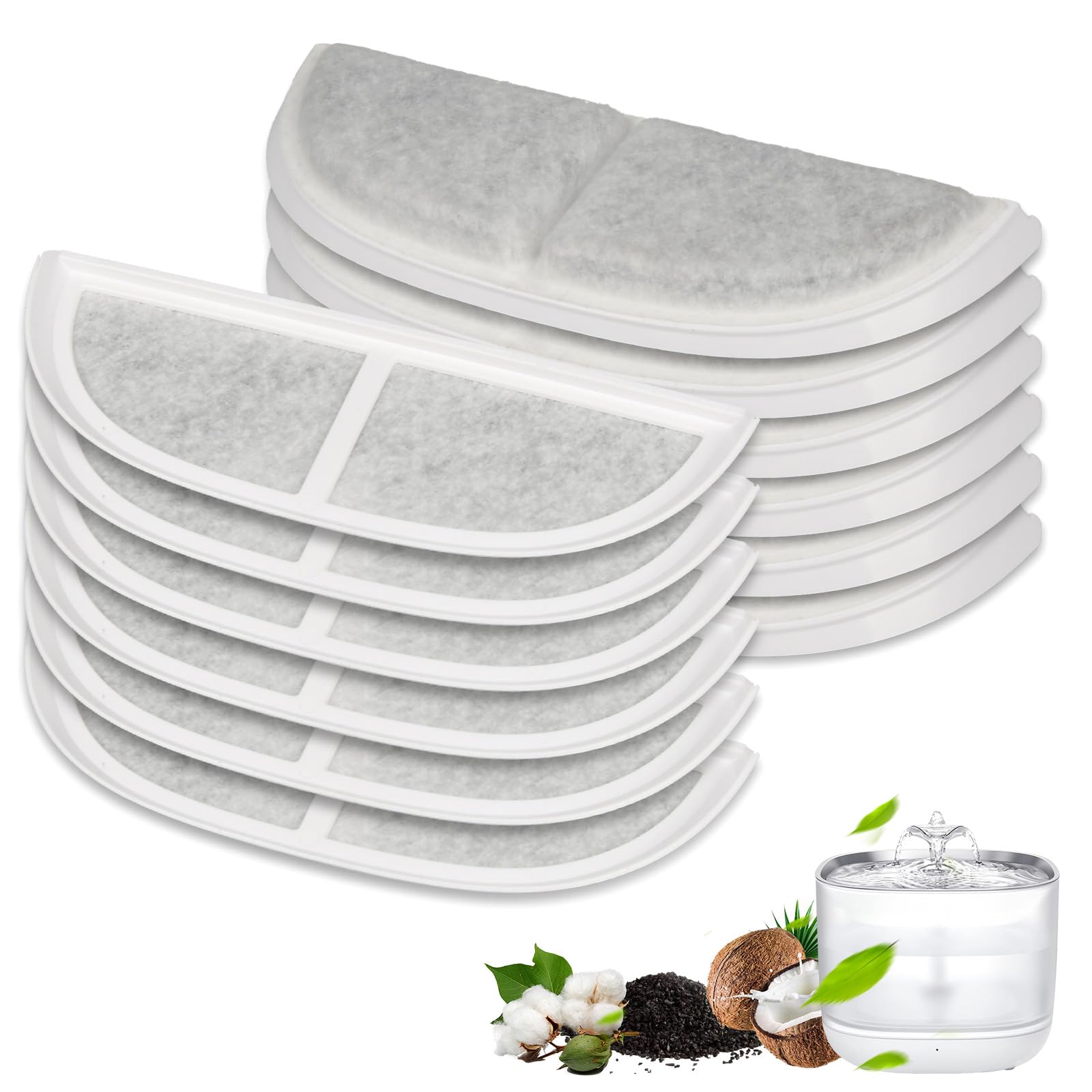 12 Pack Cat Water Fountain Filters for eufy Stainless Steel Water Dispensers 3L/105oz, Triple Filtration System Pet Fountain Filter Replacement for Cats Or Dogs