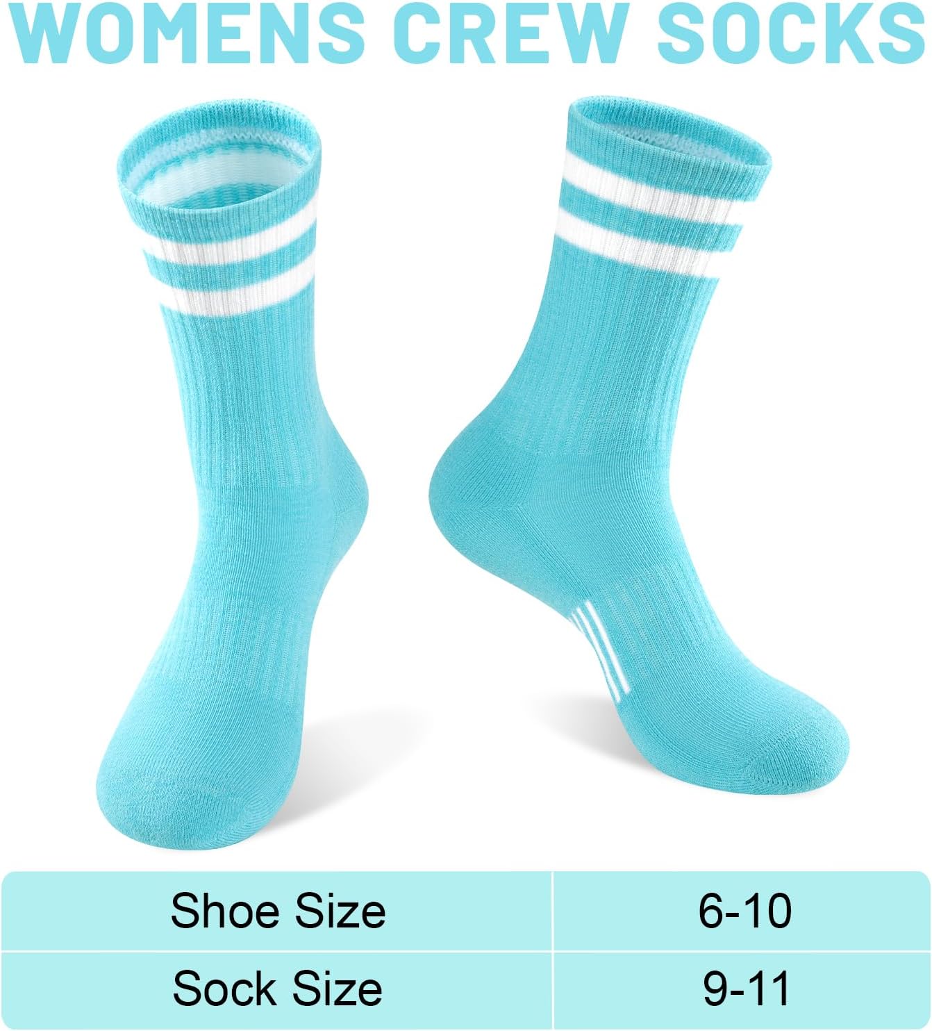 Womens Crew Socks Athletic Running Casual Cushioned Striped Calf Sock for Women 5 Pairs - Image 6