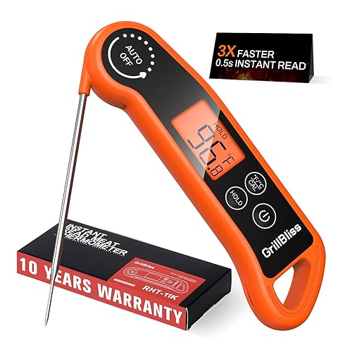 Termómetro de carne de lectura instantánea, termómetro digital de carne con lectura rápida de 0.5 segundos, termómetro de cocina impermeable IPX5