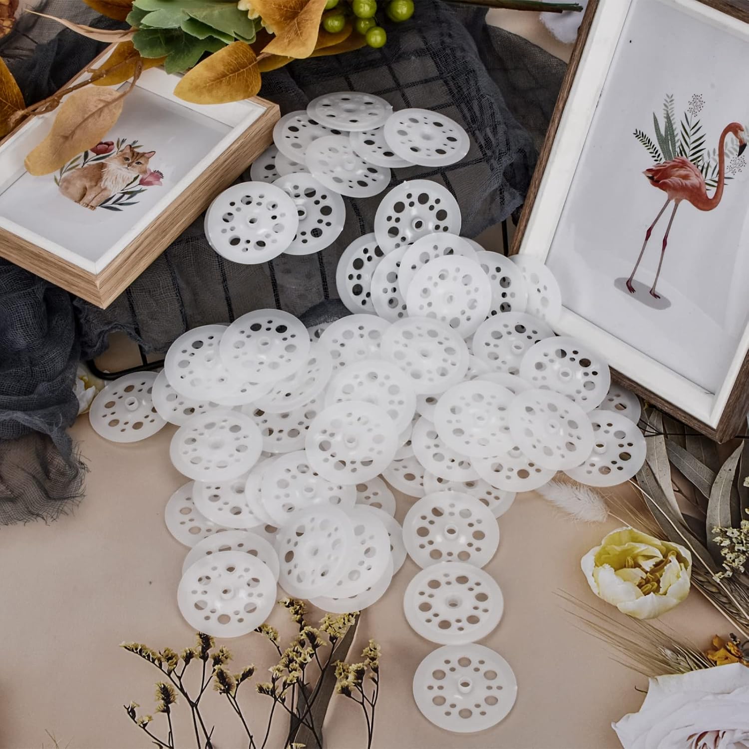 100 Pcs 1.77 Inch Plastic Washers 45 mm Polypropylene Foam Board Fasteners Insulation Washers for Fixing and Fastening Rigid Foam and Load Dispersion