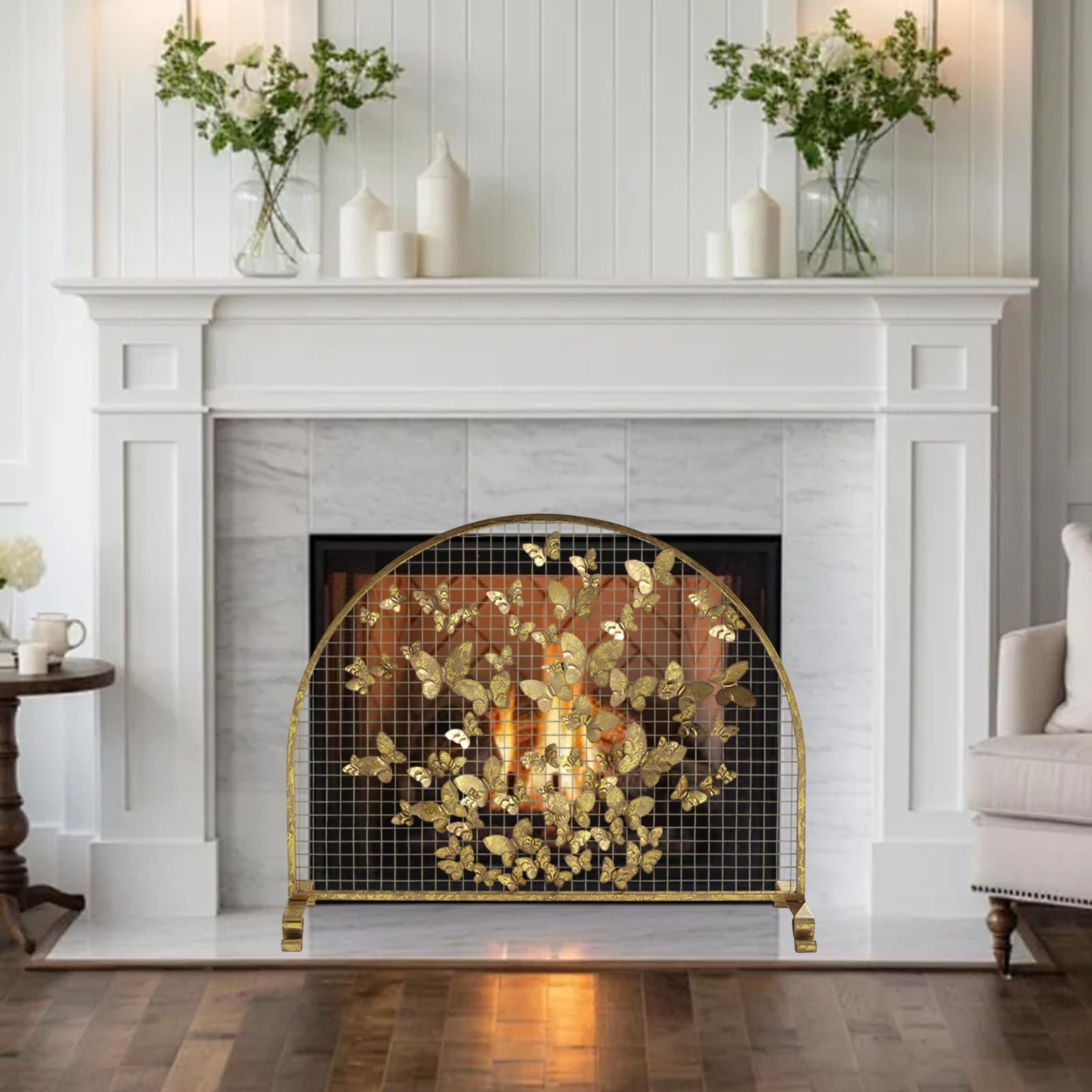 Fireplace Screens Decorative Fire Place Screen Pantalla De Chimenea Decoración, Valla De Chimenea De Malla Metálica,Protector Chimenea,Salvachispas Chimenea leña,Antichispas para Chimeneas de Leña