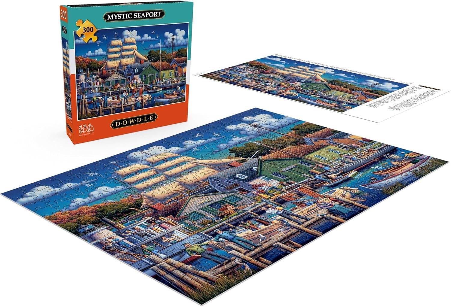 Buffalo Games - Dowdle - Mystic Seaport - 300 Piece Jigsaw Puzzle for Adults -Challenging Puzzle Perfect for Game Nights - Finished Size is 21.25 x 15.00