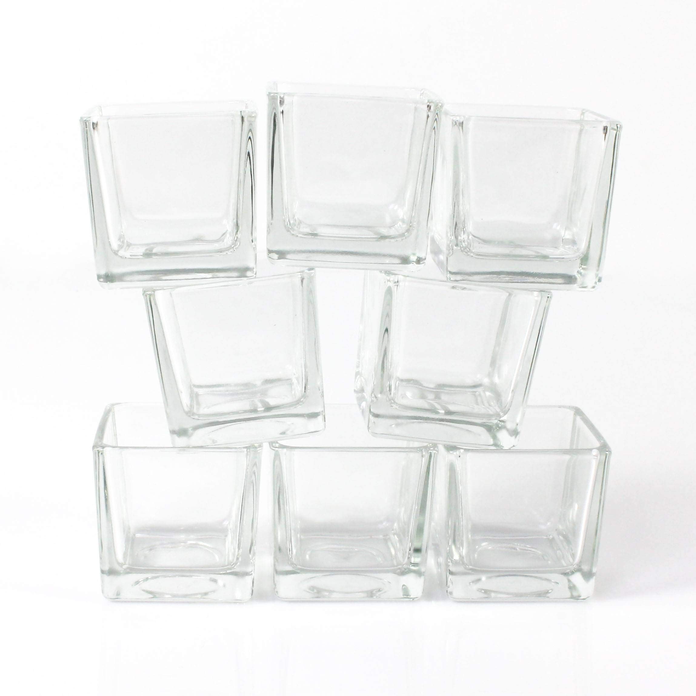 INNA-Glas 8 x Piccolo portacandela/Bicchiere cubico Kim, Trasparente, 6x6x6cm - Set portacandela/Bicchieri Decorativi