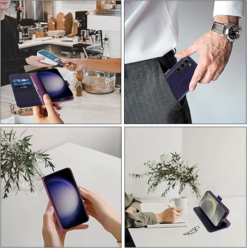 Miniatura 3 de MONASAY Funda tipo cartera compatible con Galaxy S23+Plus 5G, bloqueo RFID, funda de piel con tapa para teléfono celular con tarjetero de crédito,