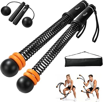 RYACO Ropeless Battle Ropes for Home Gym Heavy Duty Portable Cordless Battle Ropes for HIIT,Strength& Low-Impact Aerobic Training for Men & Women,Equipped with Detachable Weight Rings, Counting Jump Ropes , Black