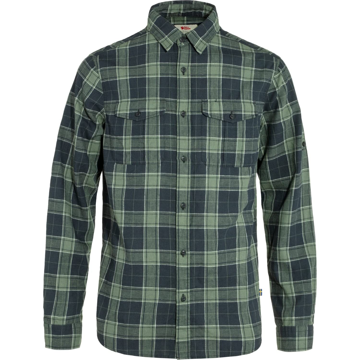 Fjallraven 87208-555-614 Övik Travel Shirt LS M Shirt Men's Dark Navy-Patina Green Size M