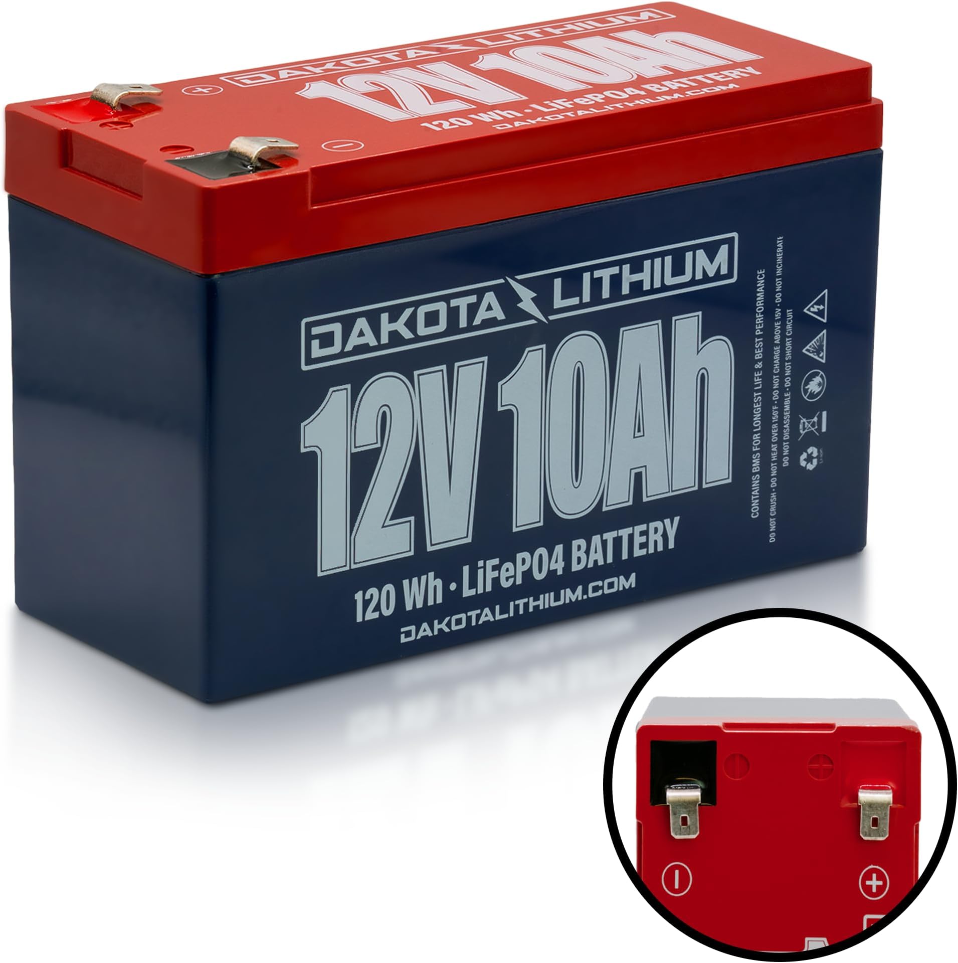 Dakota Lithium - 12V 10Ah LiFeP04 Deep Cycle Battery - 11 Year USA Warranty 2000+ Cycles - Built in BMS - For Ice Fishing, Kayaks, Fish Finders and More