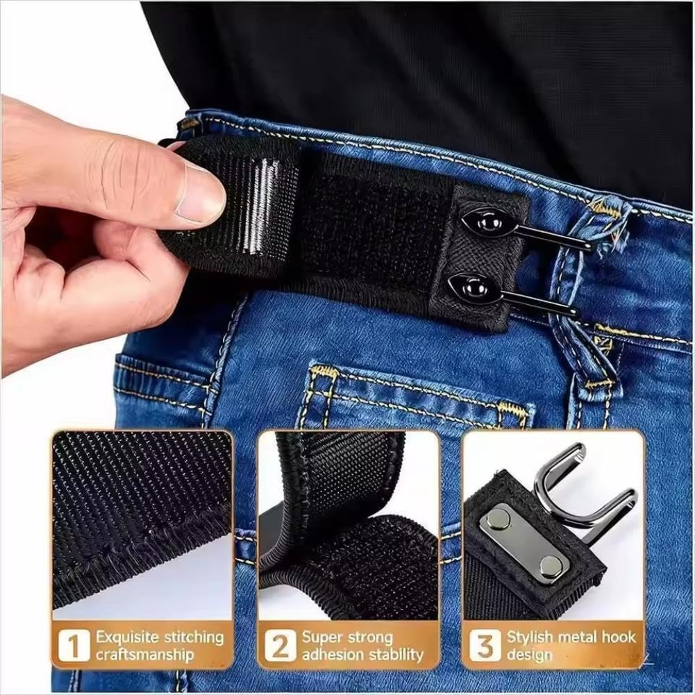2 Pcs Buckleless Belt Hook Tactical Metal Hook Elastic Belt Unisex Buckle-Less Invisible Waist Belts for Work And Edc, Black with Letters 3 2 Pcs Buckleless Belt Hook Tactical Metal Hook Elastic Belt Unisex Buckle-Less Invisible Waist Belts for Work And Edc, Black with Letters - Image 3
