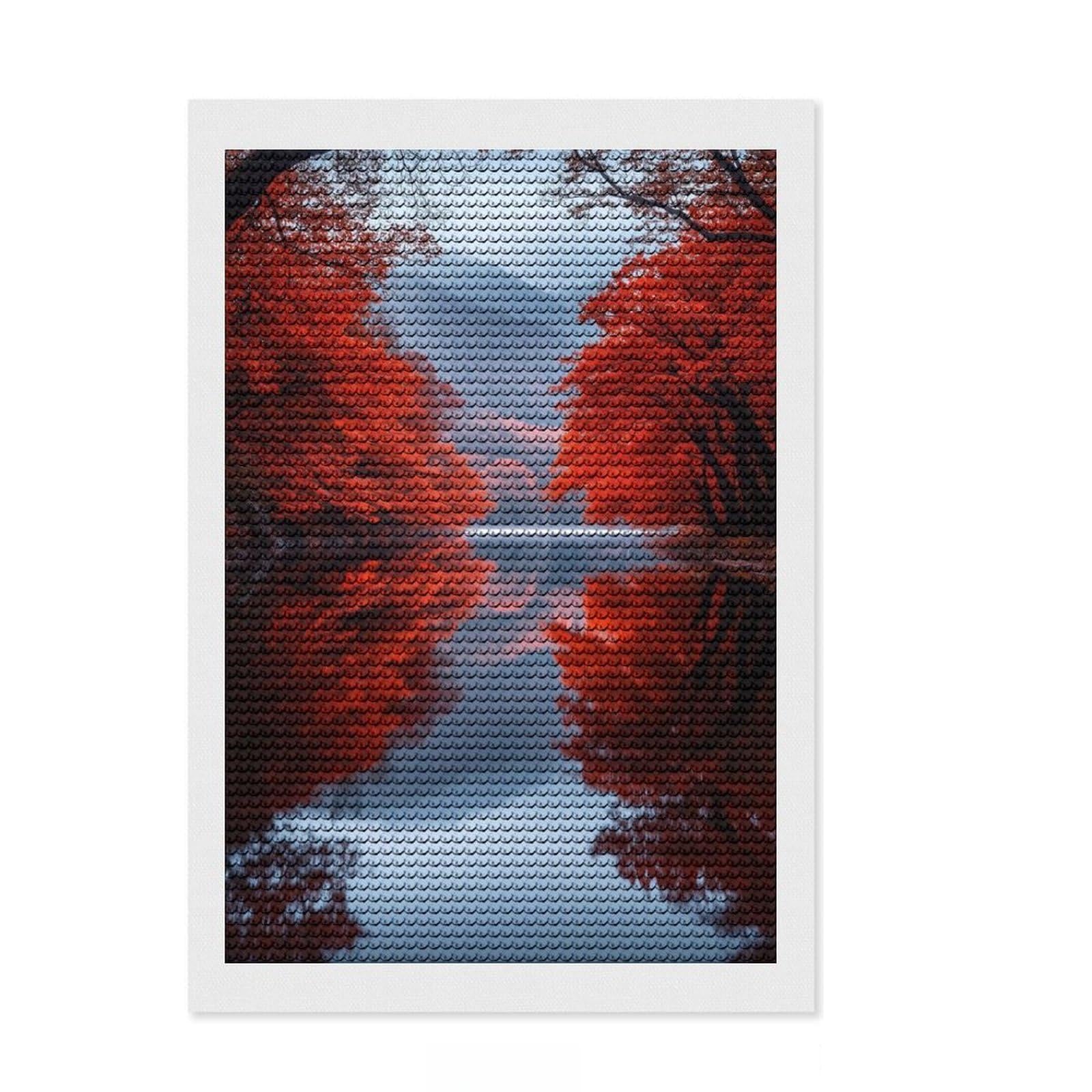 Junmoney Autumn Reflections Diamond Painting Set 8"x12", for Women, Stress Relief Craft, Thoughtful Present, Aesthetic Room Decor