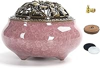 Vista 1 de Quemador de incienso de cerámica con soporte de incienso de calabash, 3 en 1, palo o bobina de cono, quemador de incienso con tapa de latón