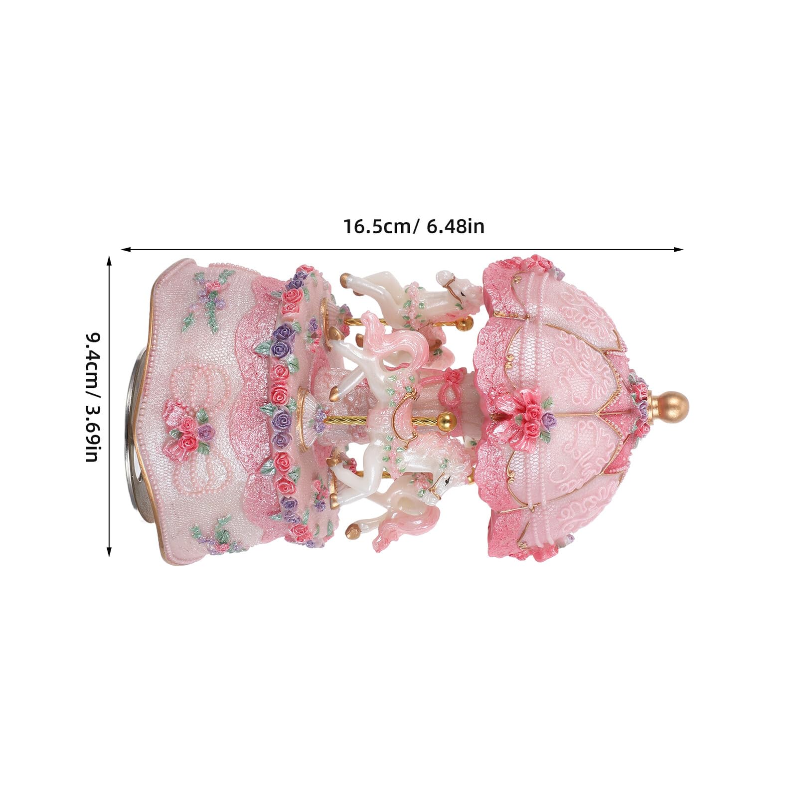 Ipetboom Carillon Giostra Rotante Vintage in Resina Rosa con Cavalli | Melodie Classiche Rilassanti, Luce LED Integrata, per Natale e Compleanno, Idea Regalo per Ragazze