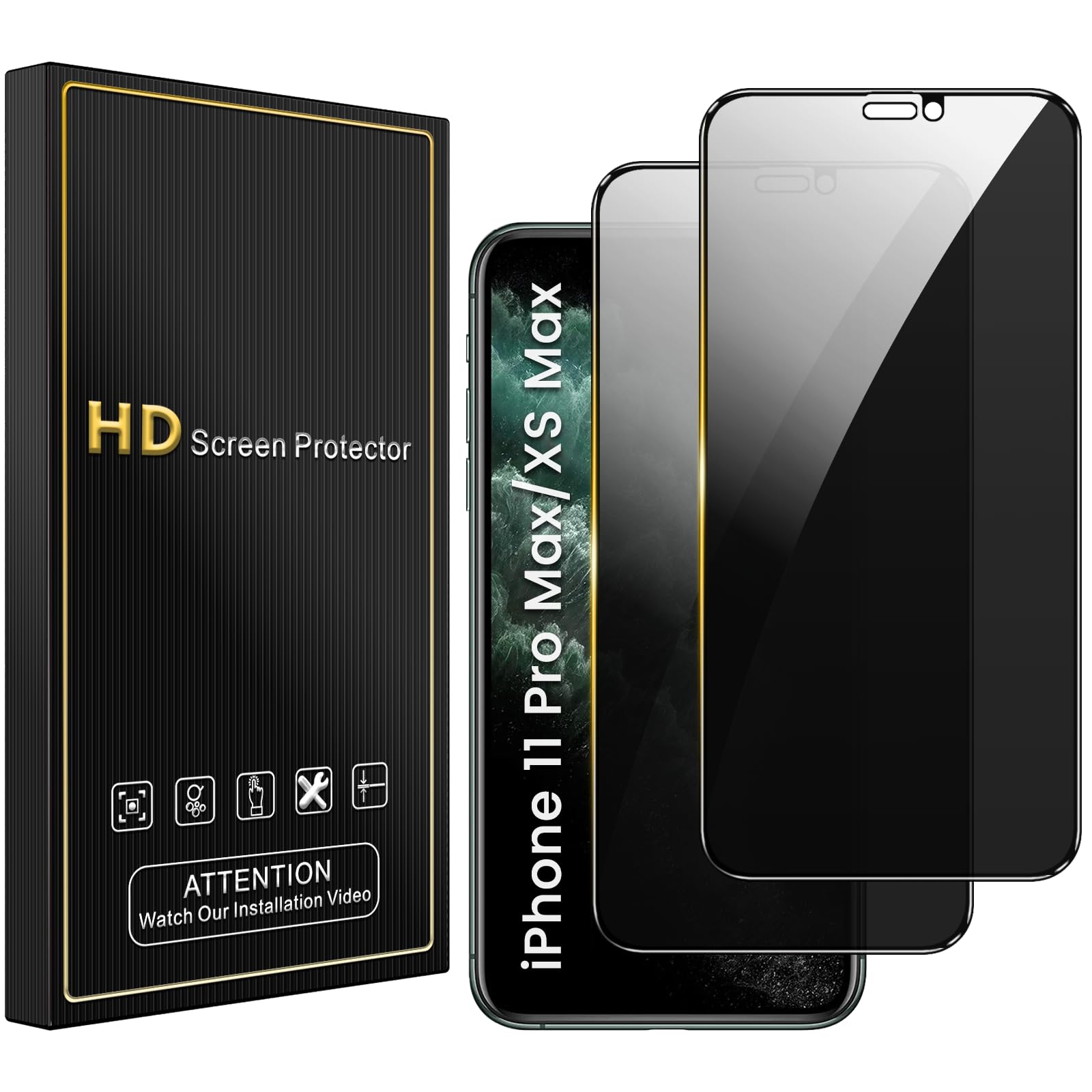 Kit Protezione QUESPLE Per IPhone 11 Pro Max: 2 Vetri Schermo + 2 Protezioni Fotocamera, Durezza 9H