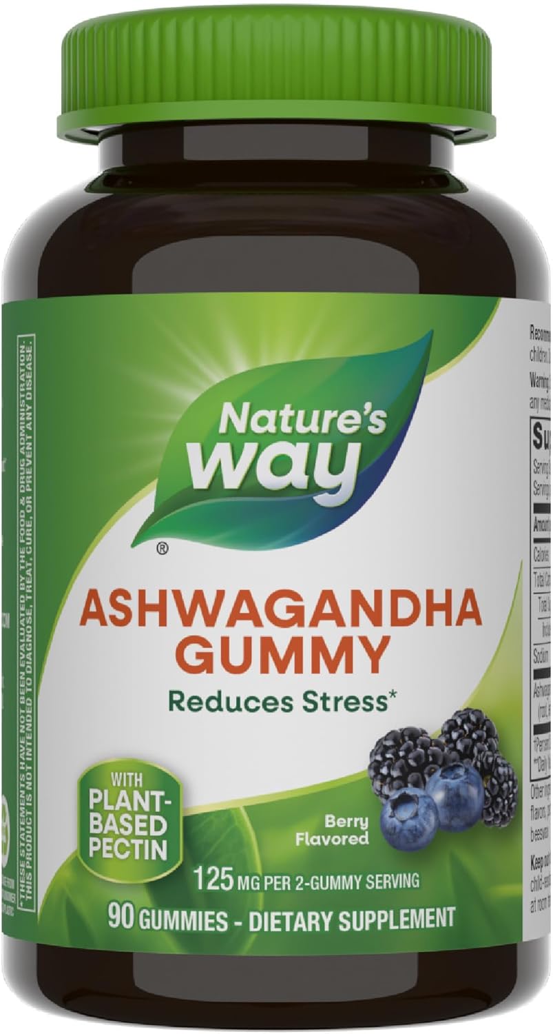 Nature’s Way Ashwagandha Gummies – 125mg per Serving, Natural Berry Flavour, May Support Stress, Helps to Support Emotional Balance & Wellbeing, Indian Ginseng – 90 Gummies