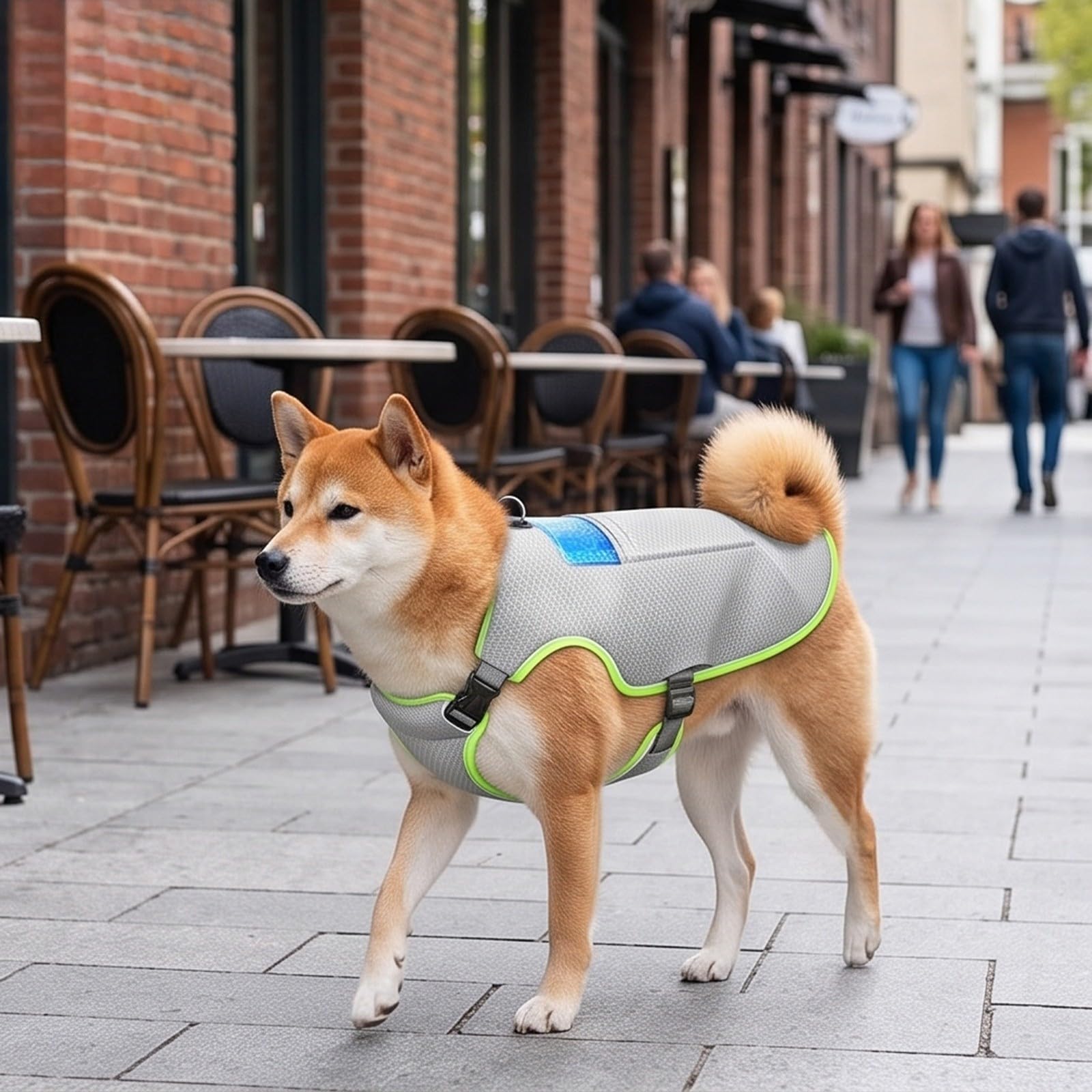 Kühlende Hundeweste, verstellbare Kühlweste für Hunde, Verdunstungskühlungsjacke für Hunde, leichter, atmungsaktiver Netz-Sommermantel für Spaziergänge, Wandern, Training, Minzgrün und Grau, Größe XXL