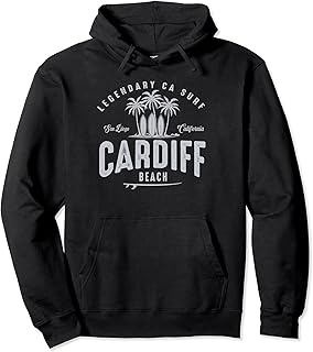 THREE VINTAGE SURFBOARDS AND PALMS - Cardiff Beach Pullover Hoodie